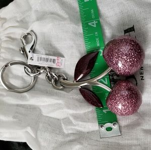 New coach glittering pink cherries key chain